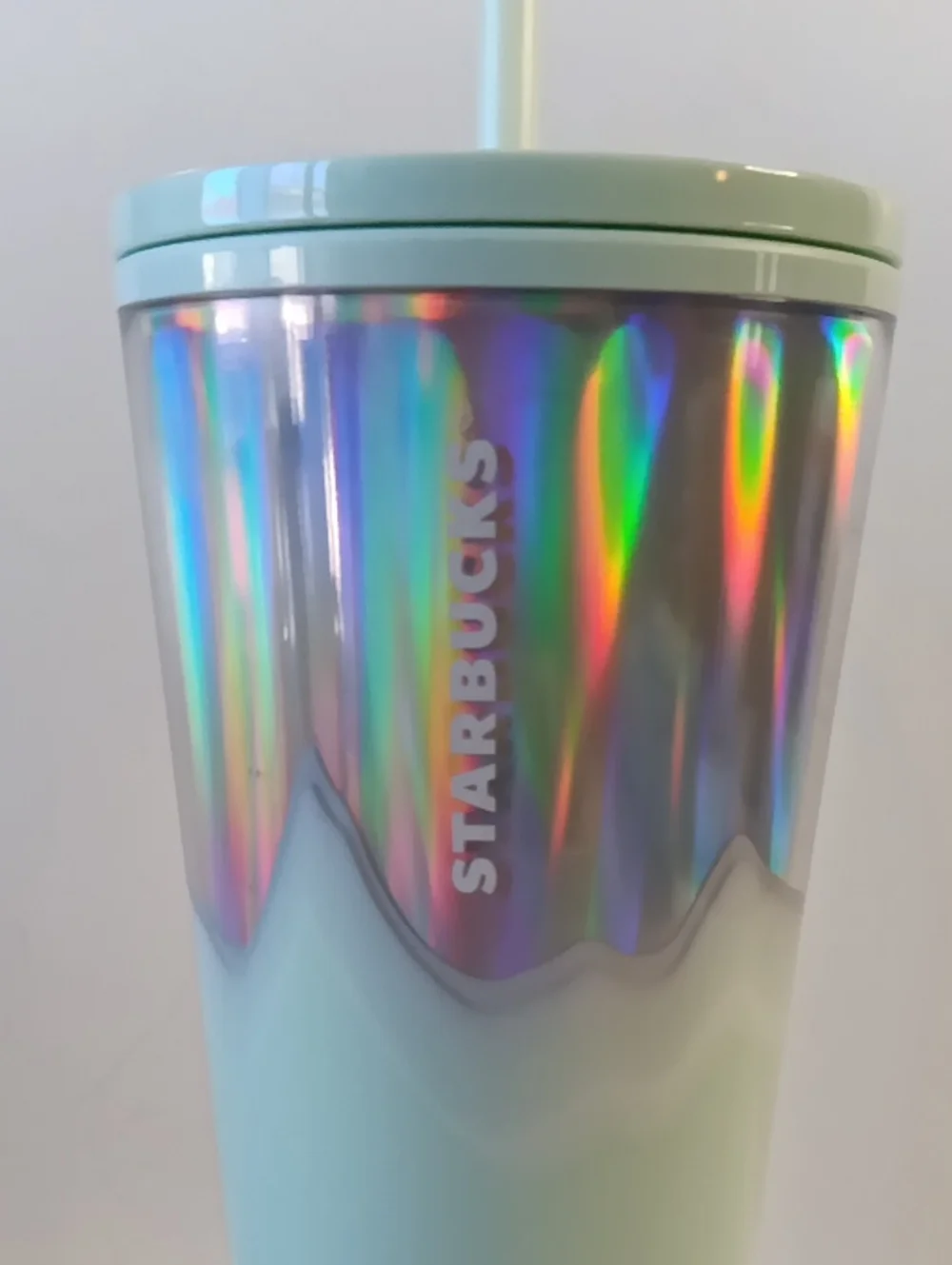 Starbucks 2020 Iridescent Rainbow Tumbler with Mint Accents 24oz
